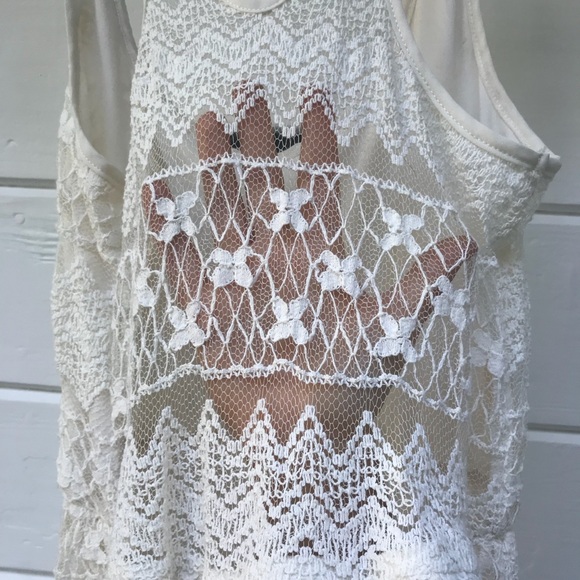 Beautiful Mid-length Light Cream Lace Dress - Picture 6 of 7